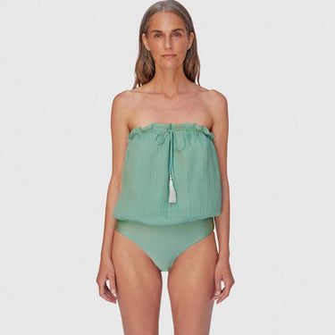Hanne Bloch Hanne Bloch Square Silk Bandeau badedragt malachite green grøn 4