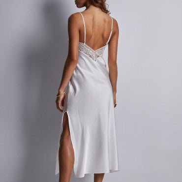 Aubade Midnight Whisper lang kjole silke opale Hvid 3