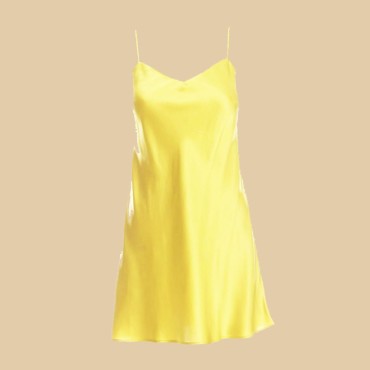 Marjolaine Soie Unie Oda silkekjole kort jaune Gul 1