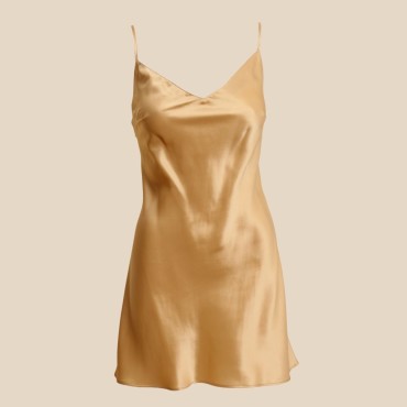 Marjolaine Soie Unie Oda silkekjole kort platine Beige 1
