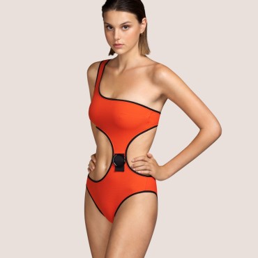Andres Sarda Coco badedragt one shoulder pili pili Orange 4