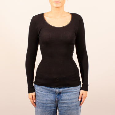 Costina rib wool/silk T-Shirt satin edge l/s