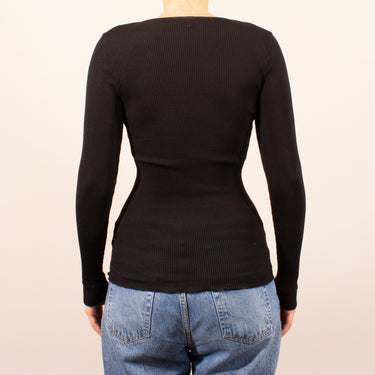 Costina rib wool/silk T-Shirt satin edge l/s