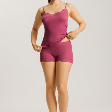 Hanro Woolen Lace spaghetti top rose wine Lyserød 4