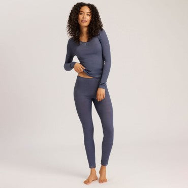 Hanro Woolen Lace T-Shirt langt ærme nightshade Blå 4