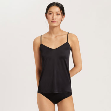 Hanro Satin Deluxe spaghetti top black Sort 1