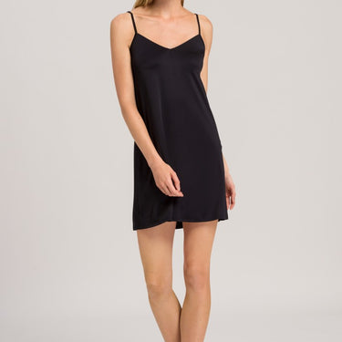 Hanro Satin Deluxe viscose kort underkjole black Sort 4