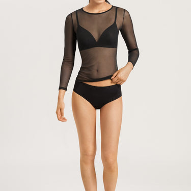 Hanro Smooth Illusion T-Shirt langt ærme black Sort 4