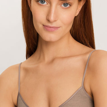 Hanro Woolen Silk spaghetti top taupe Brun 2