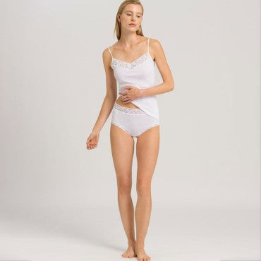 Hanro Moments høj talje trusse med blondekanter white Hvid 4