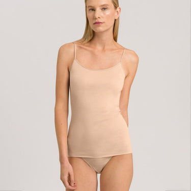 Hanro Cotton Seamless spaghettitop bomuld lige udskæring beige Beige 1