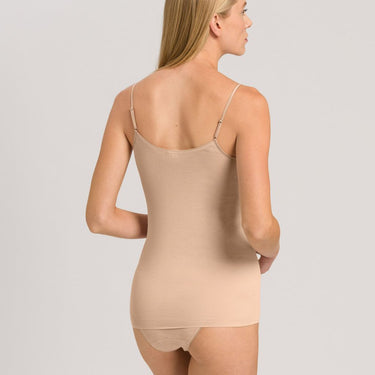 Hanro Cotton Seamless spaghettitop bomuld lige udskæring beige Beige 2
