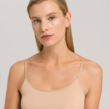 Hanro Cotton Seamless spaghettitop bomuld lige udskæring beige Beige 3
