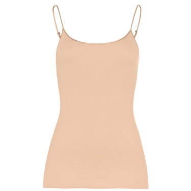 Hanro Cotton Seamless spaghettitop bomuld lige udskæring beige Beige 4