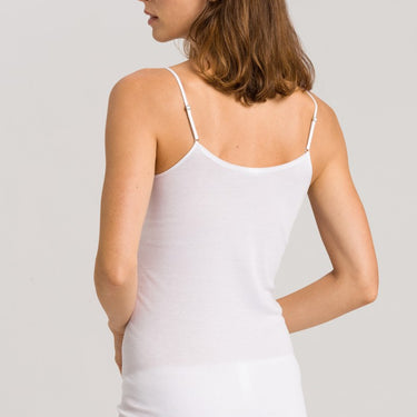 Hanro Cotton Seamless spaghettitop bomuld lige udskæring white Hvid 3