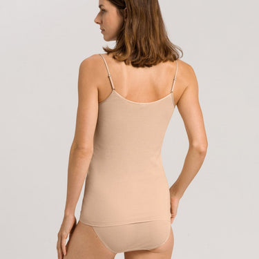 Hanro Cotton Seamless spaghetti top bomuld V-udskæring beige Beige 2