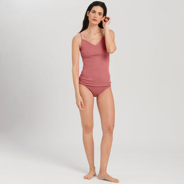 Hanro Cotton Seamless spaghetti top bomuld V-udskæring sweet pepper Lyserød 3