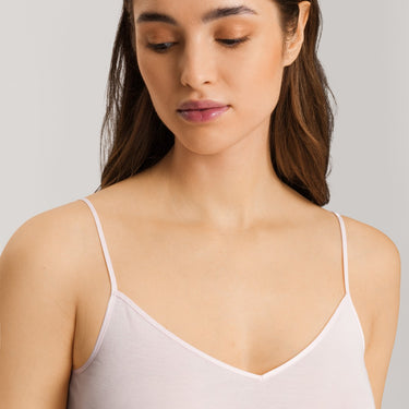 Hanro Cotton Seamless spaghetti top bomuld V-udskæring honeydew Lyserød 1