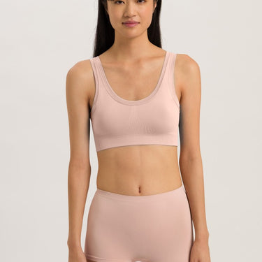 Hanro Touch Feeling vatteret bh uden bøjle crop top peach whip Lyserød 4