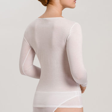 Hanro NY Ultralight T-Shirt langt ĂŠrme bomuld white Hvid 3