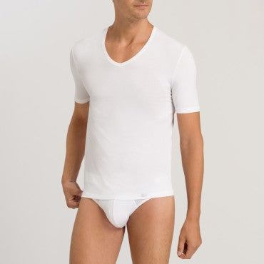 Hanro Natural Function herre-T-Shirt kort ærme V-hals white Hvid 1