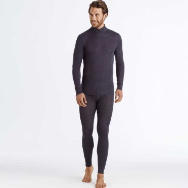Hanro Woolen Silk herre-T-Shirt rullekrave anthracite Grå 3