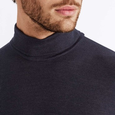 Hanro Woolen Silk herre-T-Shirt rullekrave anthracite Grå 4