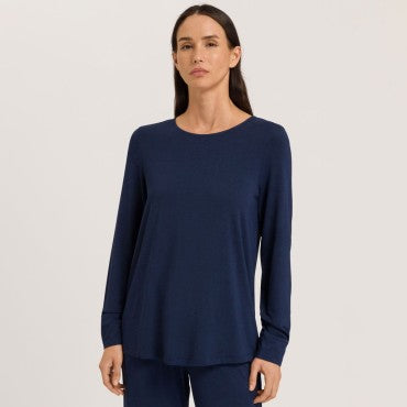 Hanro Natural Elegance T-Shirt med lange ærmer deep navy Blå 1