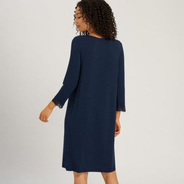 Hanro Natural Elegance natkjole langt ærme 100 cm deep navy Blå 4