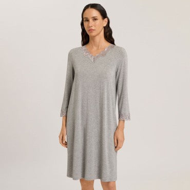Hanro Natural Elegance natkjole langt ærme 100 cm grey melange Grå 1