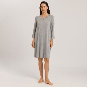 Hanro Natural Elegance natkjole langt ærme 100 cm grey melange Grå 4