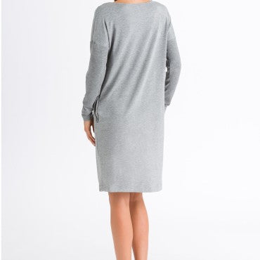 Hanro Natural Elegance natkjole langt ærme grey melange Grå 2