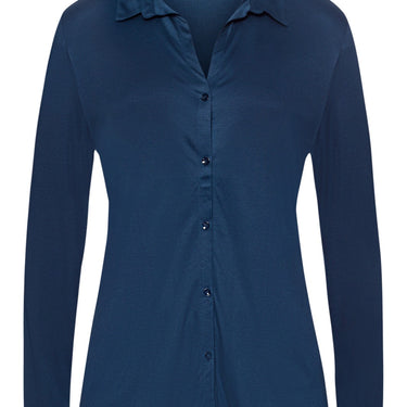 Hanro Grand Central pyjamasskjorte jersey mystic blue Blå 5