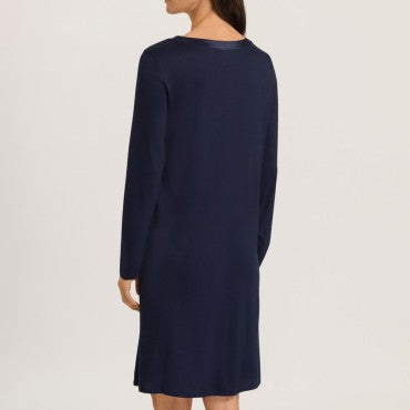 Hanro Grand Central natkjole langt ærme 100 cm deep navy Blå 2