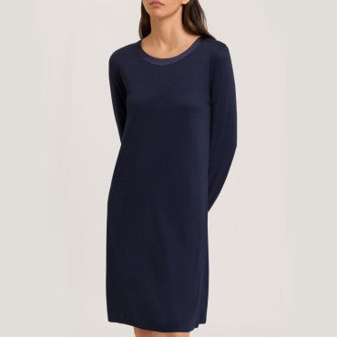 Hanro Grand Central natkjole langt ærme 100 cm deep navy Blå 3