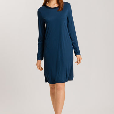 Hanro Grand Central natkjole langt ærme 100 cm mystic blue Blå 4
