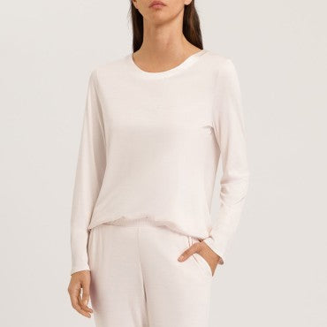 Hanro Grand Central Pyjamasbluse langt ærme moonlight Hvid 3