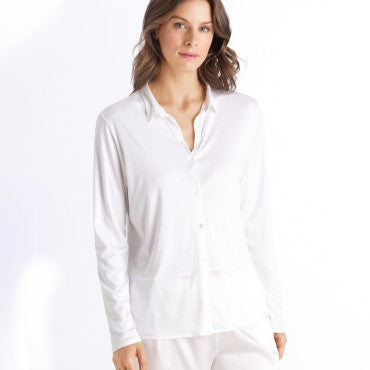 Hanro Grand Central natskjorte med silke off white Hvid 1