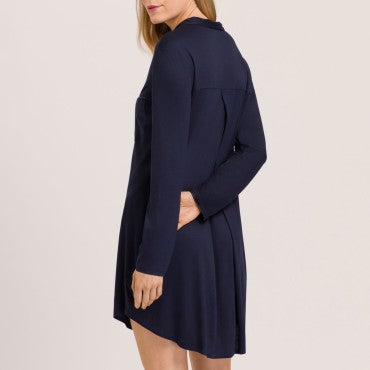 Hanro Grand Central natkjole langt ærme 90 cm deep navy Blå 3