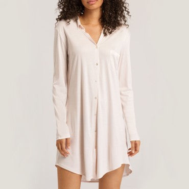 Hanro Grand Central natkjole langt ærme 90 cm moonlight Hvid 3