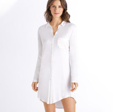 Hanro Grand Central natkjole langt ærme 90 cm off white Hvid 1