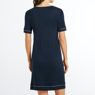 Hanro Natural Comfort natkjole kort ærme 90 cm deep navy Blå 2