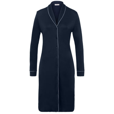 Hanro Natural Comfort natkjole langt ærme 100 cm deep navy Blå 5