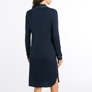 Hanro Natural Comfort natkjole langt ærme 100 cm deep navy Blå 3