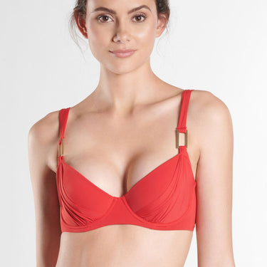 Aubade Esprit Sauvage bikinitop trekvart skål salsa Rød 4