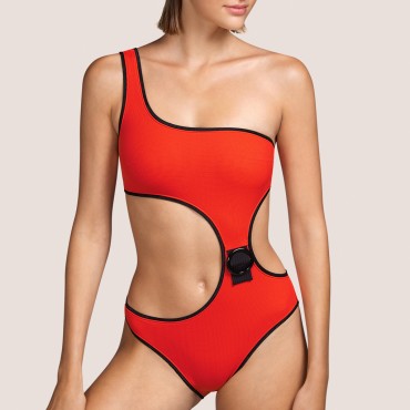 Andres Sarda Coco badedragt one shoulder pili pili Orange 2