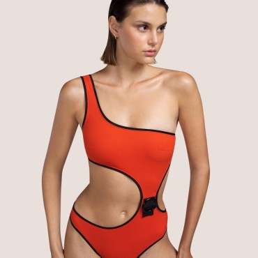 Andres Sarda Coco badedragt one shoulder pili pili Orange 1