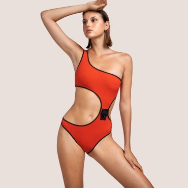Andres Sarda Coco badedragt one shoulder pili pili Orange 3