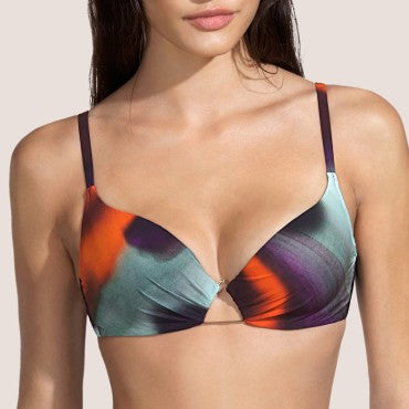 Andres Sarda RINKO bikinitop med bøjle vatteret borealis orange lilla mønster 1