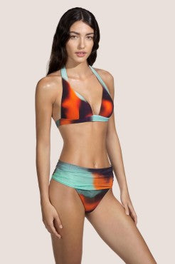 Andres Sarda RINKO bikinitop vatteret trekant borealis orange lilla mønster 3